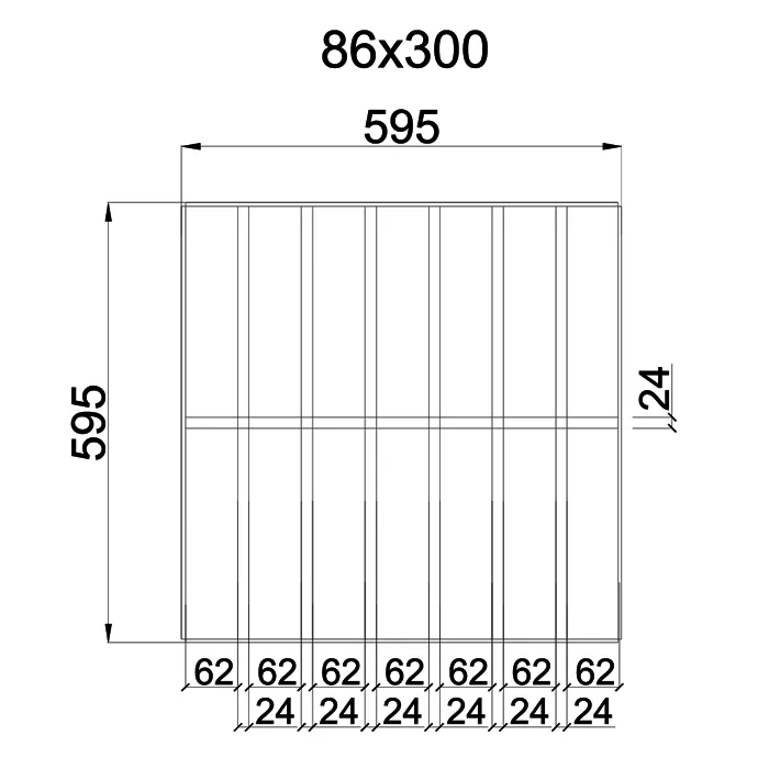 Подвесной металлический потолок Грильято GL-24 Жалюзи ячейкой 86х300мм