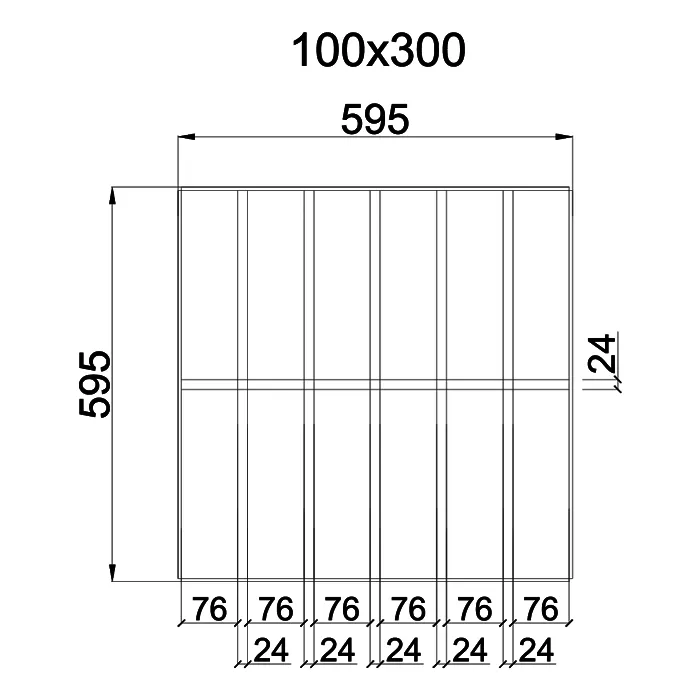 Подвесной металлический потолок Грильято GL-24 Жалюзи ячейкой 100х300мм