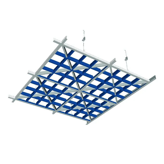 Подвесной металические потолок Грильято D15 Диагональное ячейкой 150х150мм